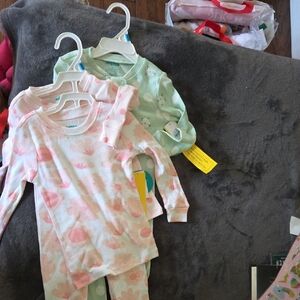 Kids Pajamas Set - Pink and Green